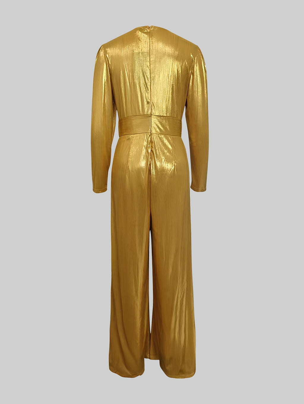 Shiny Wide Leg Jumpsuit for Women Elegant Deep V Neck High Waist Palazzo Pants Jumpsuit Three Quarter Sleeve Formal Party Evening Wedding Outfit Solid Color