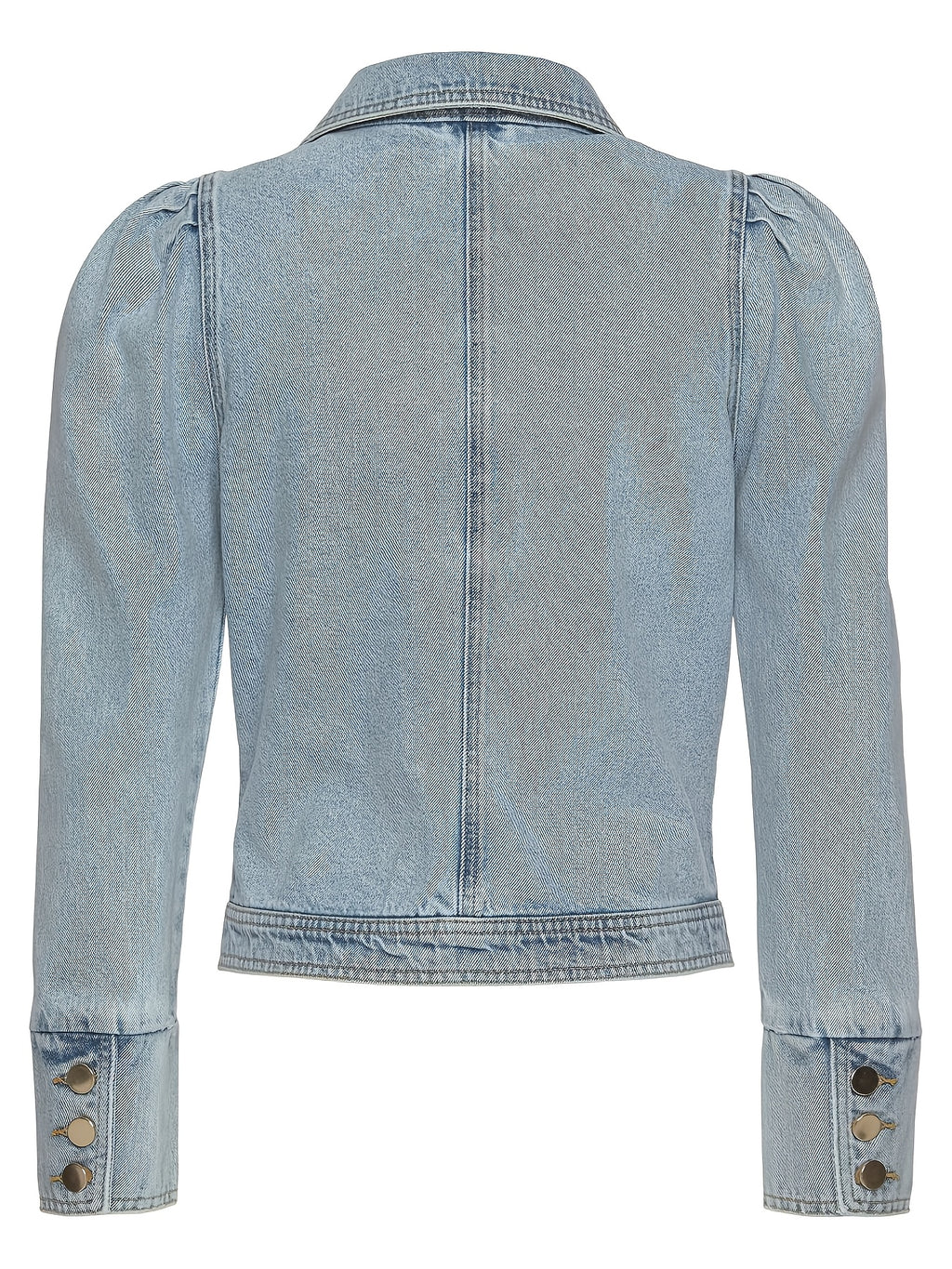 Puff Sleeve Denim Jacket Women French Romantic Light Blue Button Front Regular Fit Long Sleeve Autumn Winter Valentine Special Occasion XS-XXL