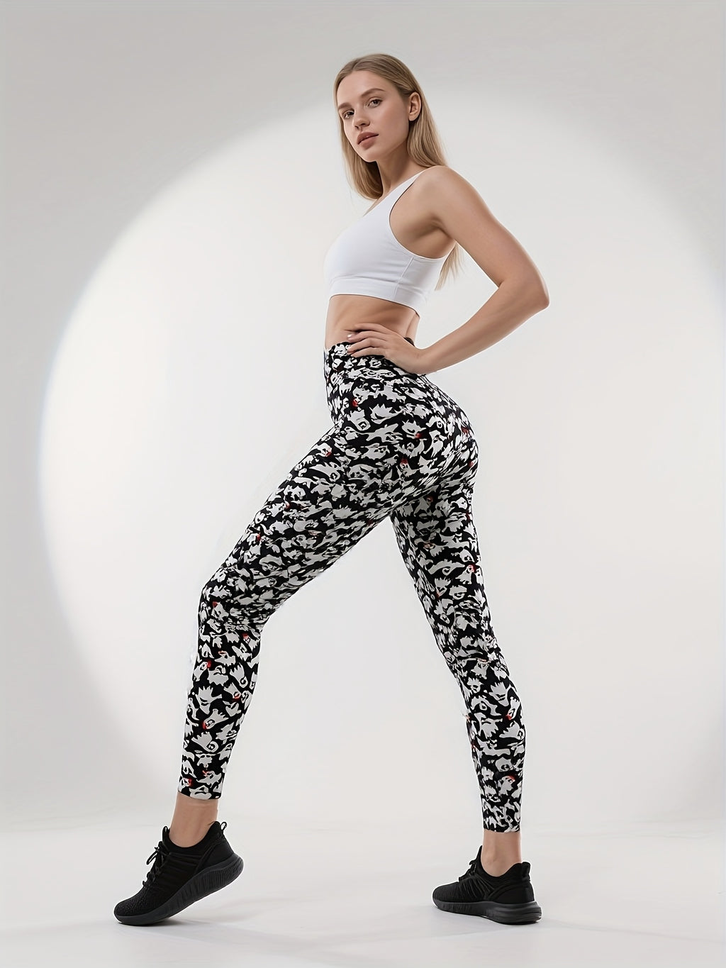 Random Print Cropped Leggings Women 5 Pack 4 Way Stretch Polyester Sports Running Casual All Season S-XXL