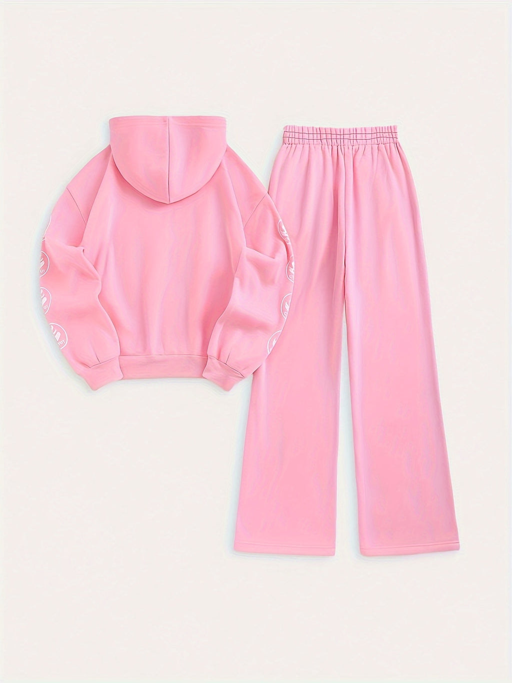 Hoodie Sweatpants Set Women Focused Growth Print Pullover Tracksuit 95% Polyester 250g Lace-Up Detail Casual Jogger Lounge Set S-XXL