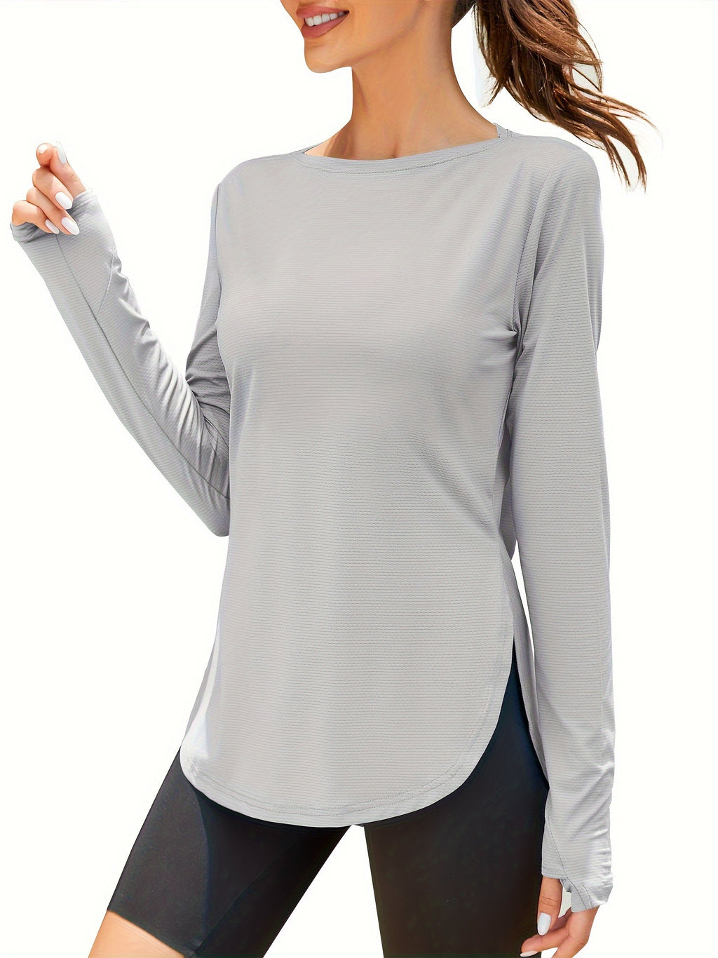 UPF 50+ Long Sleeve Shirt Women Lightweight Sun Protection Workout Athletic Outdoor Running Top Quick Dry S M L XL XXL