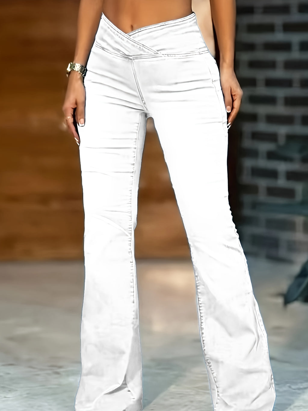 High Waisted Wide Leg Flared Pants for Women – Bell-Bottom Cross-Waist Stretch Trousers, Casual to Dressy All-Season Wear, S-XXL