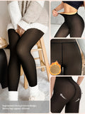 Fleece Lined Thermal Leggings Women High Waist Thick Warm Tights Winter Fall Stretch Polyester Casual Layering S-XXL