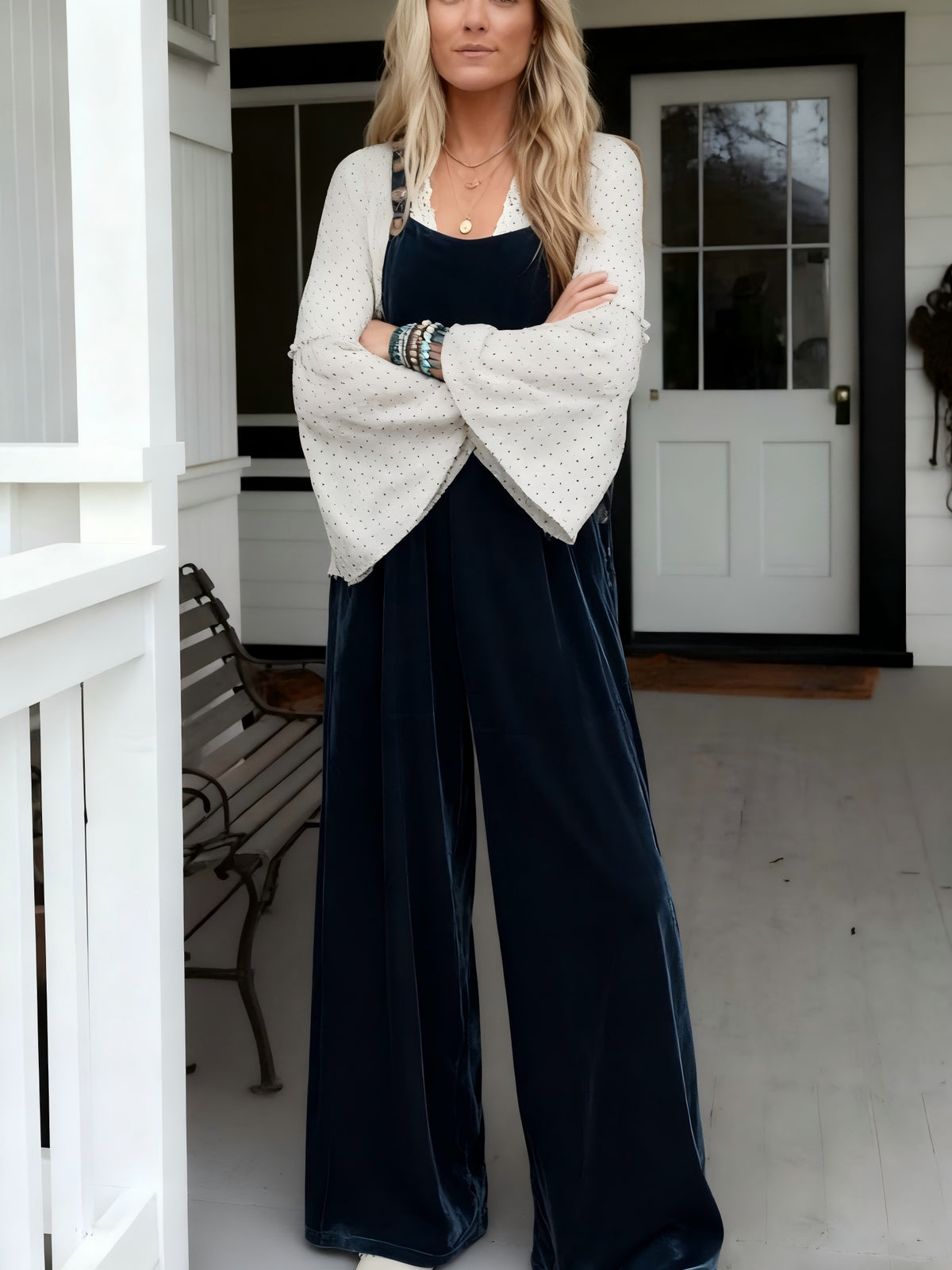 Velvet Wide Leg Overalls for Women, Solid Glossy Fabric Adjustable Buckle Strap Jumpsuit, Elegant Four Season One Piece Loose Pants, Chic Casual and Party Romper