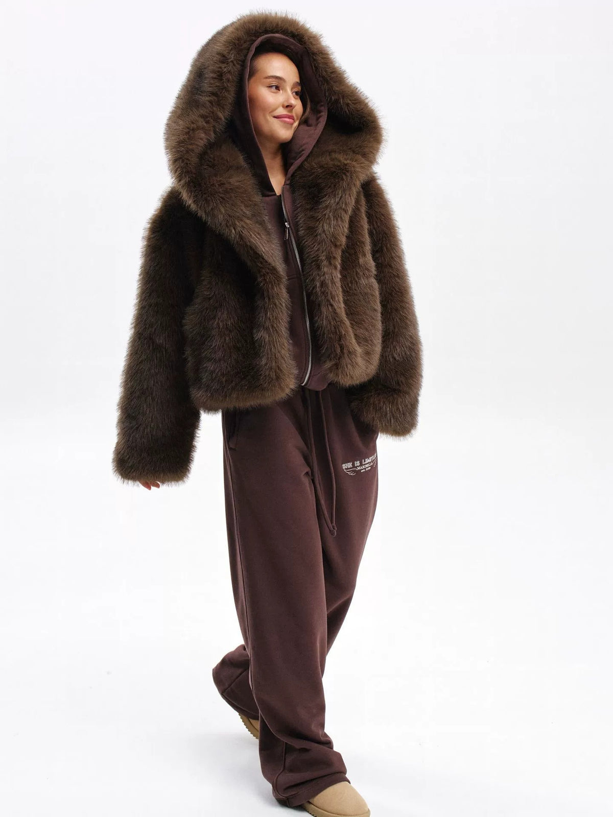 Faux Fox Fur Hooded Coat for Women, Pink Plush Fluffy Overcoat, Warm Winter Long Sleeve Jacket, Cozy Artificial Fur Outerwear for Fall and Winter