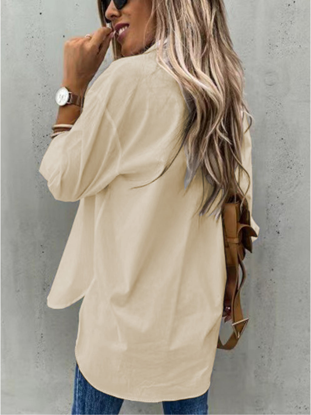 Lapel Collar Button Shirt Women Long Sleeve Relaxed Fit Blouse Versatile Top | Mira Roam