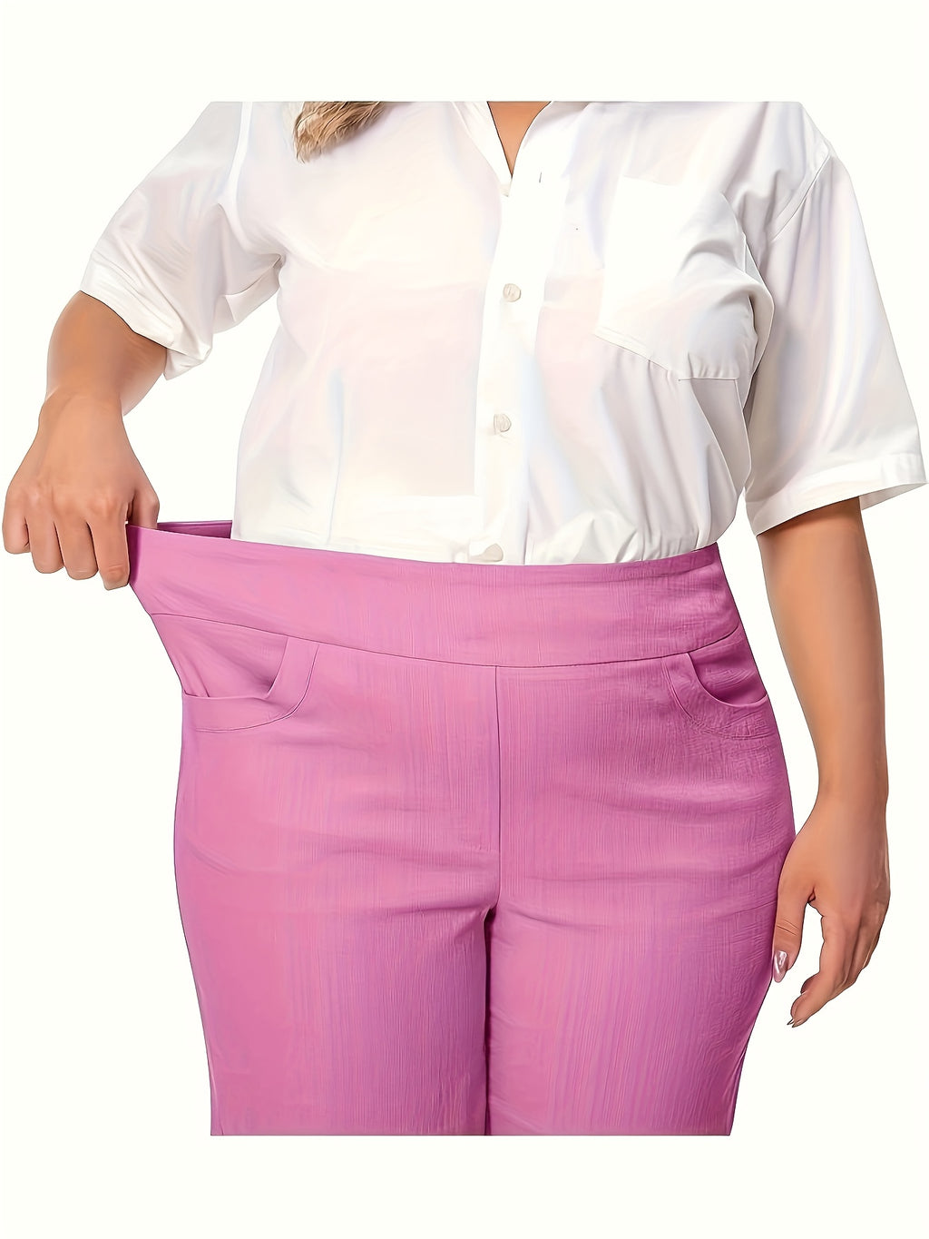 Women High Waist Stretchy Casual Summer Shorts Front Pockets Office Wear Solid Color Spring Fall Multi Colors