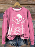 Halloween 2D Print Women Sweatshirt Long Sleeve Round Neck Casual Digital Graphic Pullover Top All Season European American Fashion
