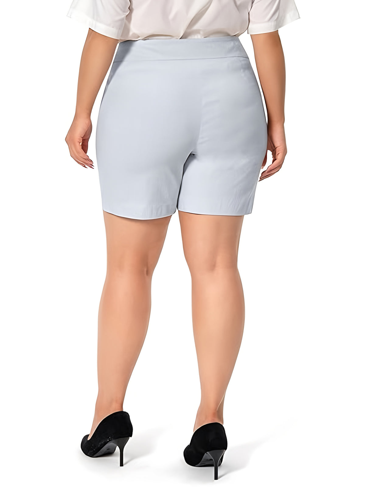 Women High Waist Stretchy Casual Summer Shorts Front Pockets Office Wear Solid Color Spring Fall Multi Colors