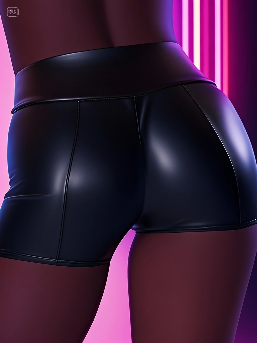 High Waist Glossy Clubwear Shorts Women Black Leather Look Stretchy Party Nightclub Summer Non-See-Through