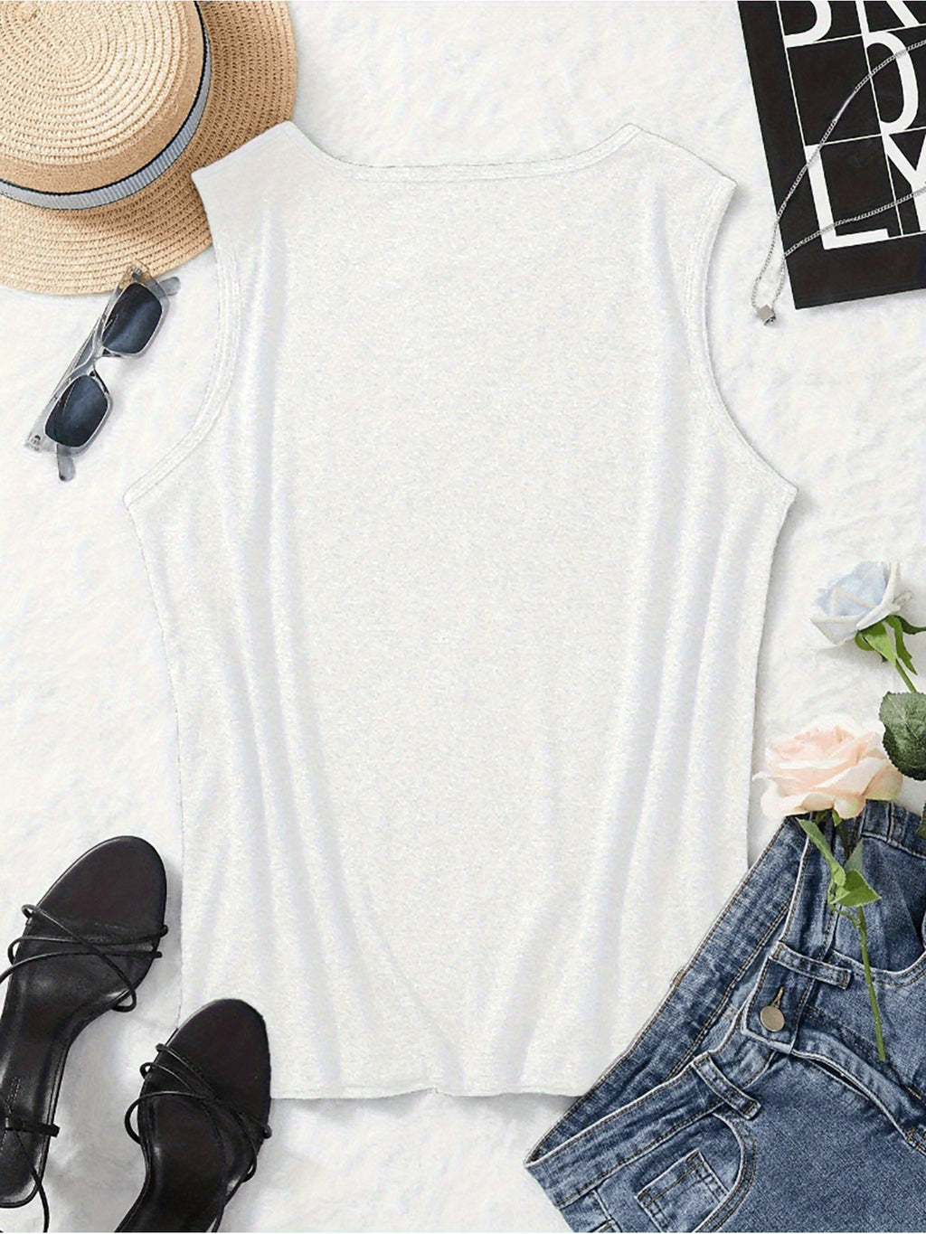 Graphic Print Tank Top Women V-Neck Hippie Rock Boho Sleeveless Summer Casual Vest Top 7 Colors S-XXL