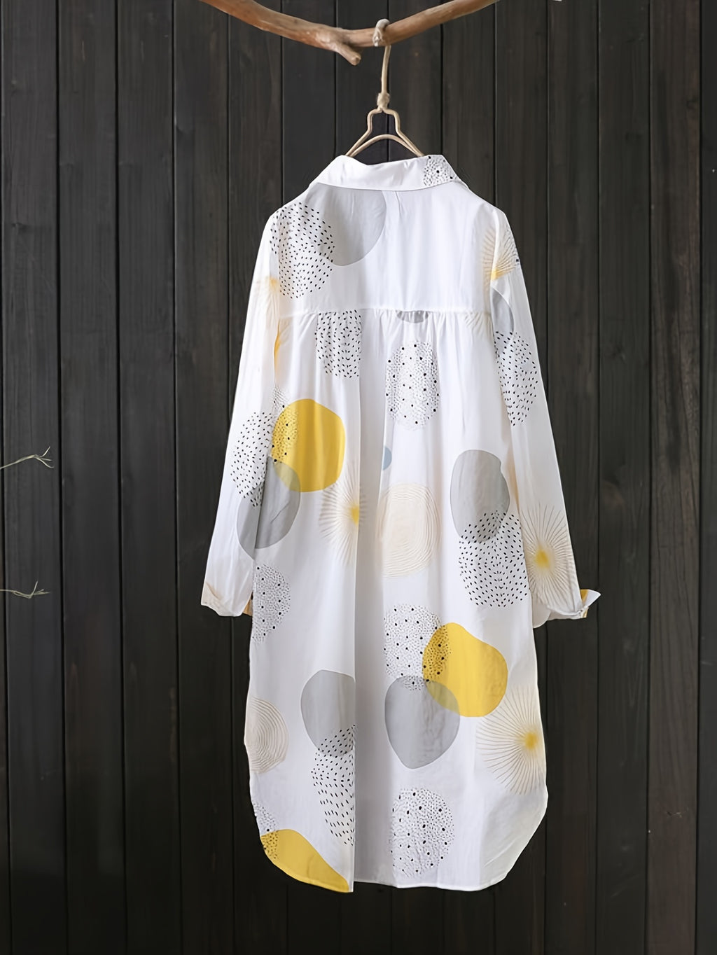 Women's Geometric Print Loose Blouse Long Sleeve Casual Elegant Shirt 100% Polyester Semi-Sheer Woven Top Fall Holiday Weekend Fashion