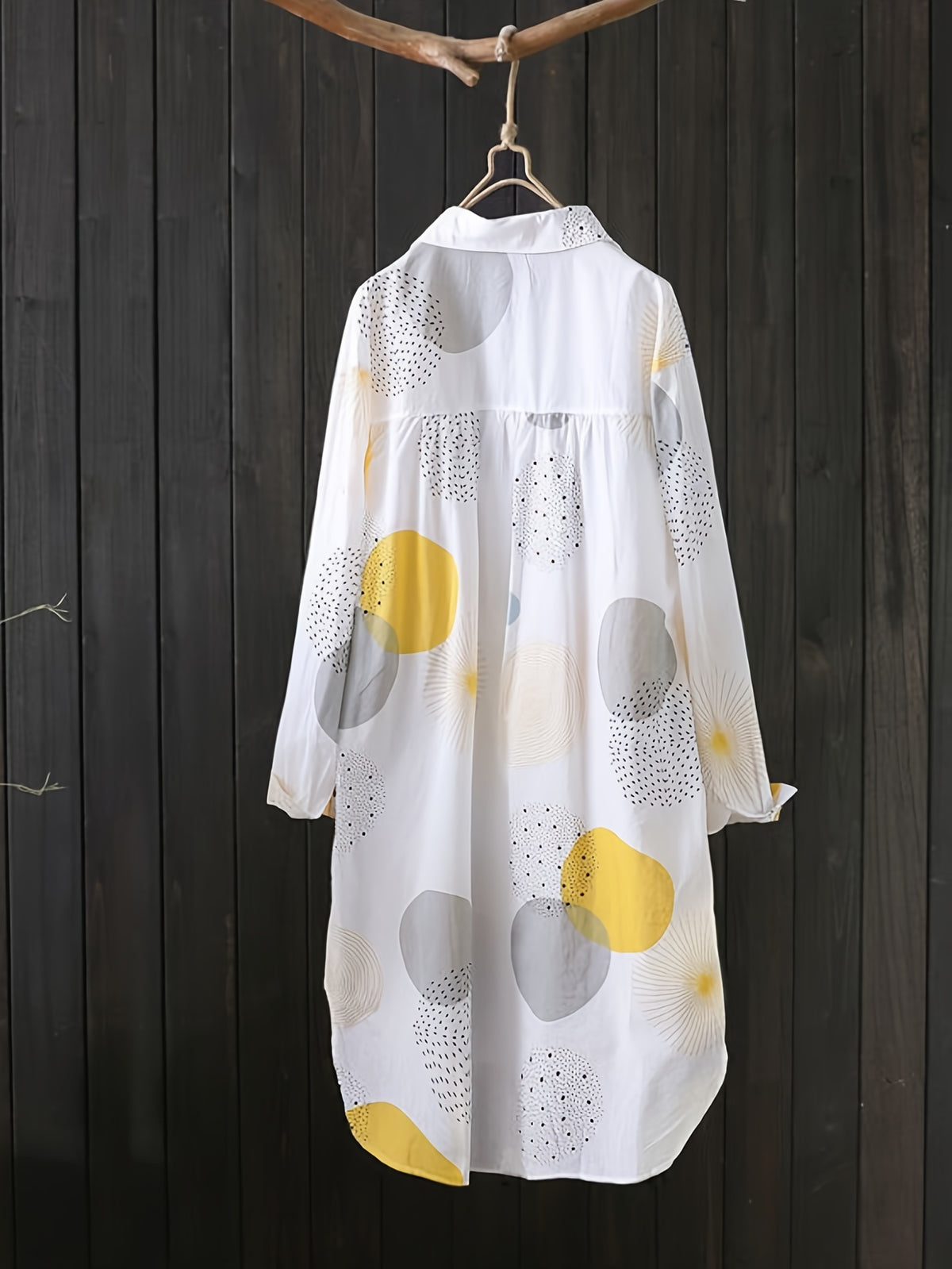 Women's Geometric Print Loose Blouse Long Sleeve Casual Elegant Shirt 100% Polyester Semi-Sheer Woven Top Fall Holiday Weekend Fashion