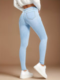 High Rise Slim Fit Blue Jeans Women Stretch Denim Pants Slant Pockets Skinny Casual Fashionable Soft Touch S-XXL