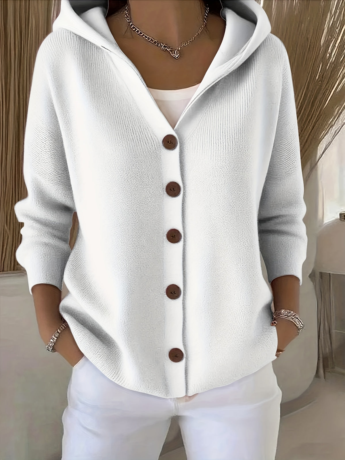 Women's Oversized Cardigan Sweater Button Up Long Sleeve Knit Jacket Casual Outwear Trendy Fall Winter Cozy Layering Coat