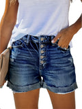 Stretchy Ripped Denim Shorts Women High Waist Slim Fit Frayed Hot Pants Casual Street Style Deep Blue Light Blue S-XXL