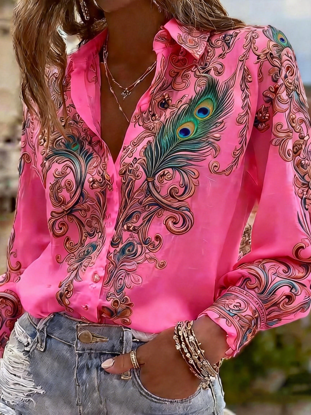 Peacock Print Casual Loose Dress Women Multicolor | Boho Flowy Style | S-XXL Multiple Colors