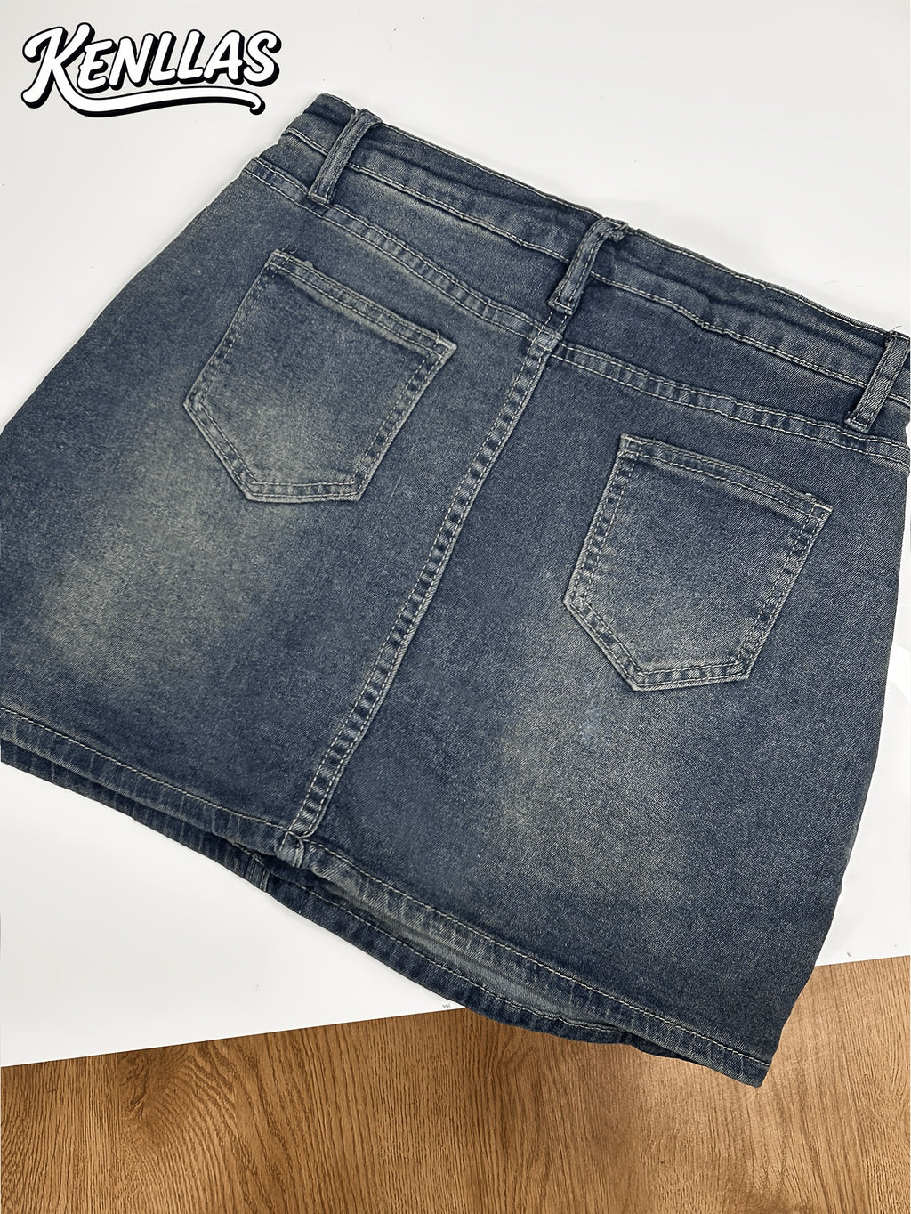 Y2K High Waist Denim Mini Skirt Slim Fit Sexy Hip Hugging Hot Pants Style High Elasticity Unique Pocket Blue Women