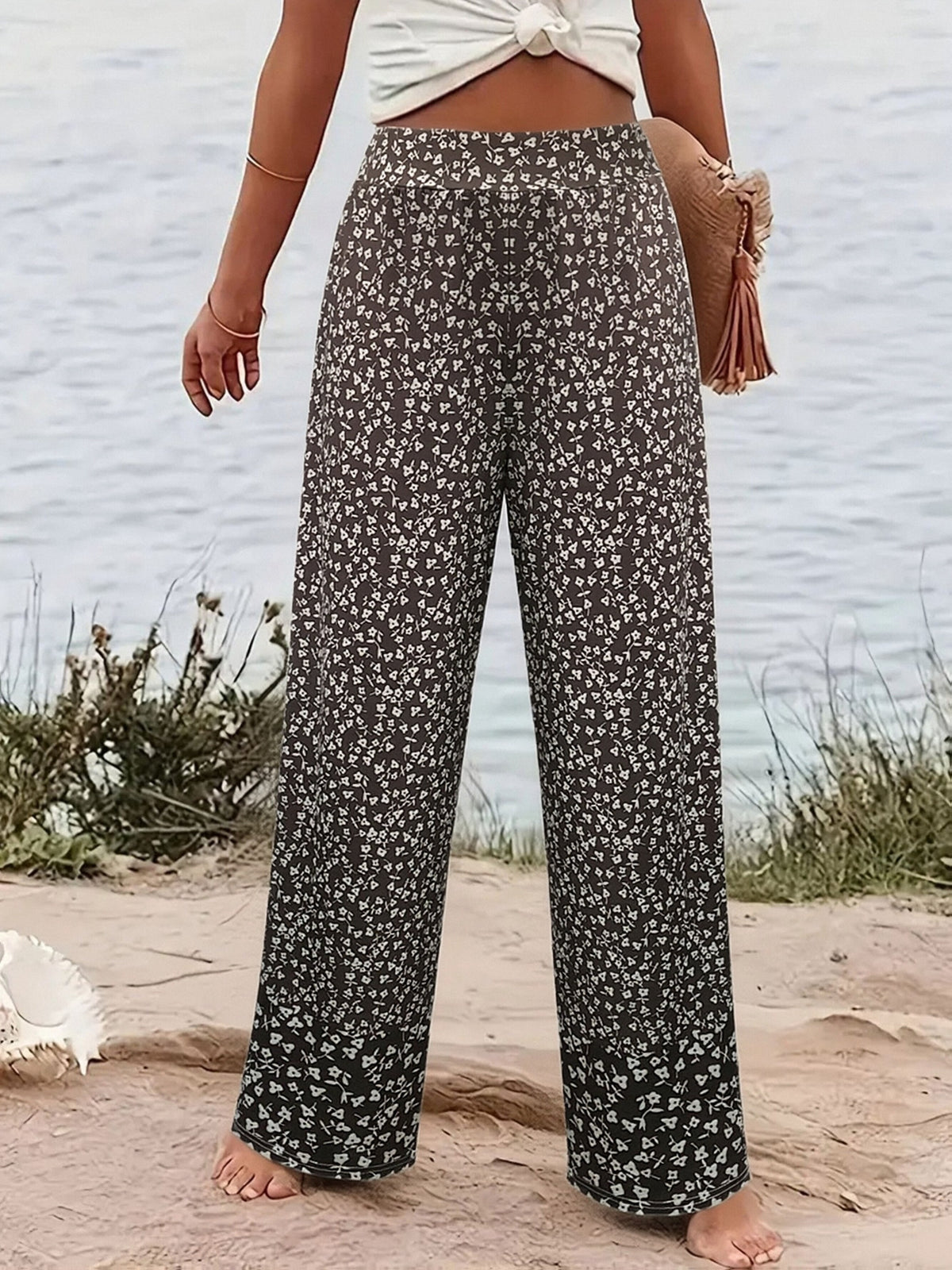 Floral Patchwork Loose Long Pants Women Casual Cute Print Wide Leg Summer Trousers Comfortable Everyday Wear