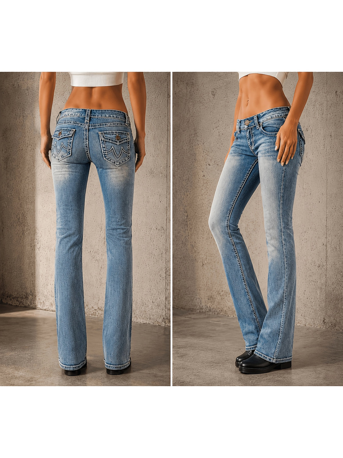 Embroidered High Waist Slim Straight Leg Jeans Women Fashion Denim Pants Hugging Fit Blue S-XXL