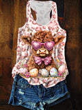 Tropical Print Vest Women Casual Sleeveless Top Rainforest Graphic Spring Summer Fashion Lightweight Tee
