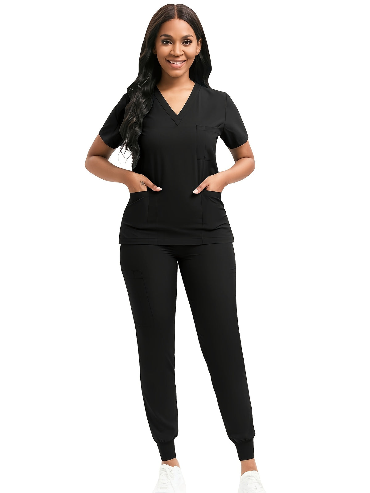 Women Scrub Set V-Neck Top & Jogger Pants 2pcs Nursing Uniform Suit Workwear for Hospital Dental Clinic Pet Clinic | Mira Roam