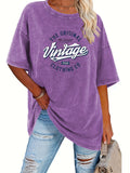 Vintage Heavyweight Graphic Tee Women 230g Crew Neck Short Sleeve Relaxed Fit Retro Geometric Print T-Shirt Spring Summer Casual S-XXL