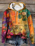 3D Digital Print Hoodie Women Long Sleeve Drawstring Pocket Stretch Casual Outdoor All Season Sweatshirt Top