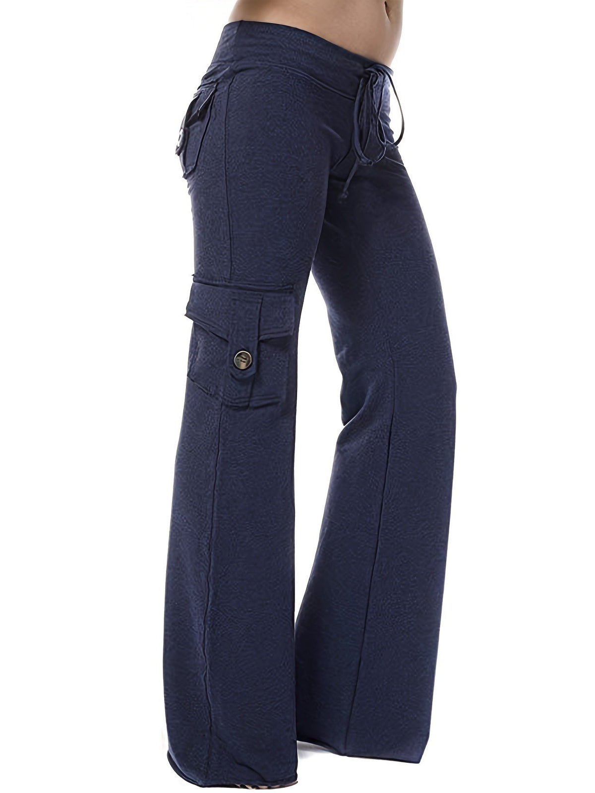 High Waist Wide Leg Sweatpants for Women – Loose Jogger Pants with 4 Button Pockets, Elastic Waist Casual Streetwear Hiking Outdoor Everyday Lounge Pants, Plus Size Comfortable Bottoms S-XXL