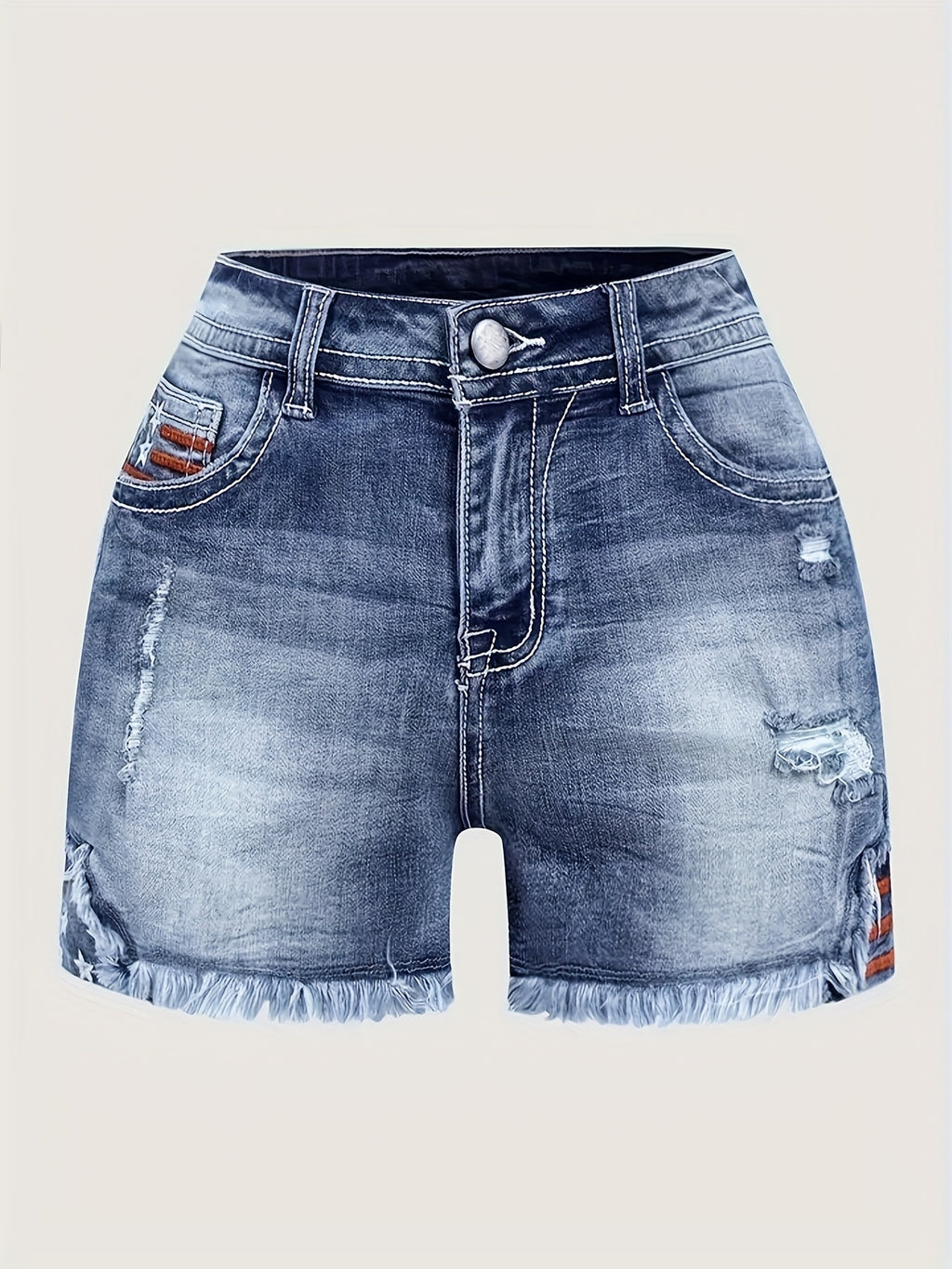 Women Star Striped American Flag Stretch Denim Shorts Patriotic Print Casual Summer Jean Shorts Grey XL