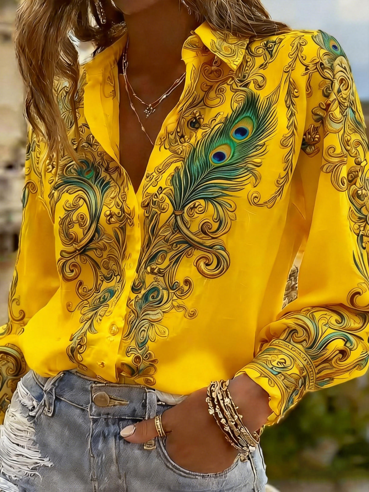 Peacock Print Casual Loose Dress Women Multicolor | Boho Flowy Style | S-XXL Multiple Colors
