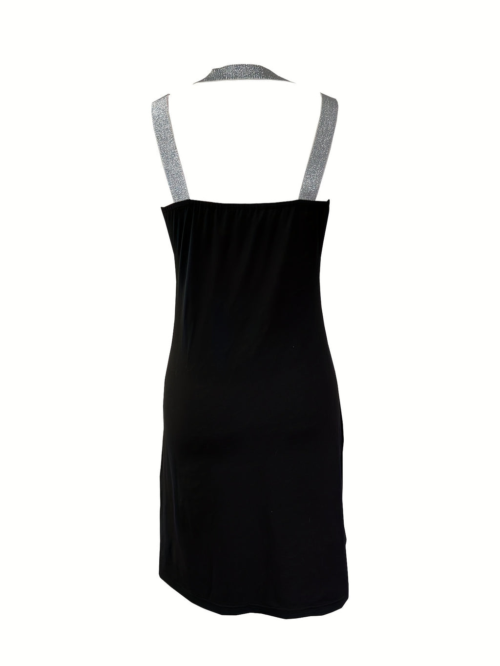 Shiny Cross-Strap Dress Women Geometric Print Sleeveless Knee-Length Bodycon Elegant Party Evening Spring Summer Fall S-XXL