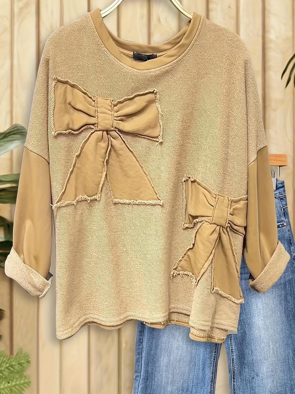 3D Bow Applique Drop Shoulder Blouse Women Vintage Patchwork Festival Carnival Valentine Spring Summer Daily Casual Statement Top