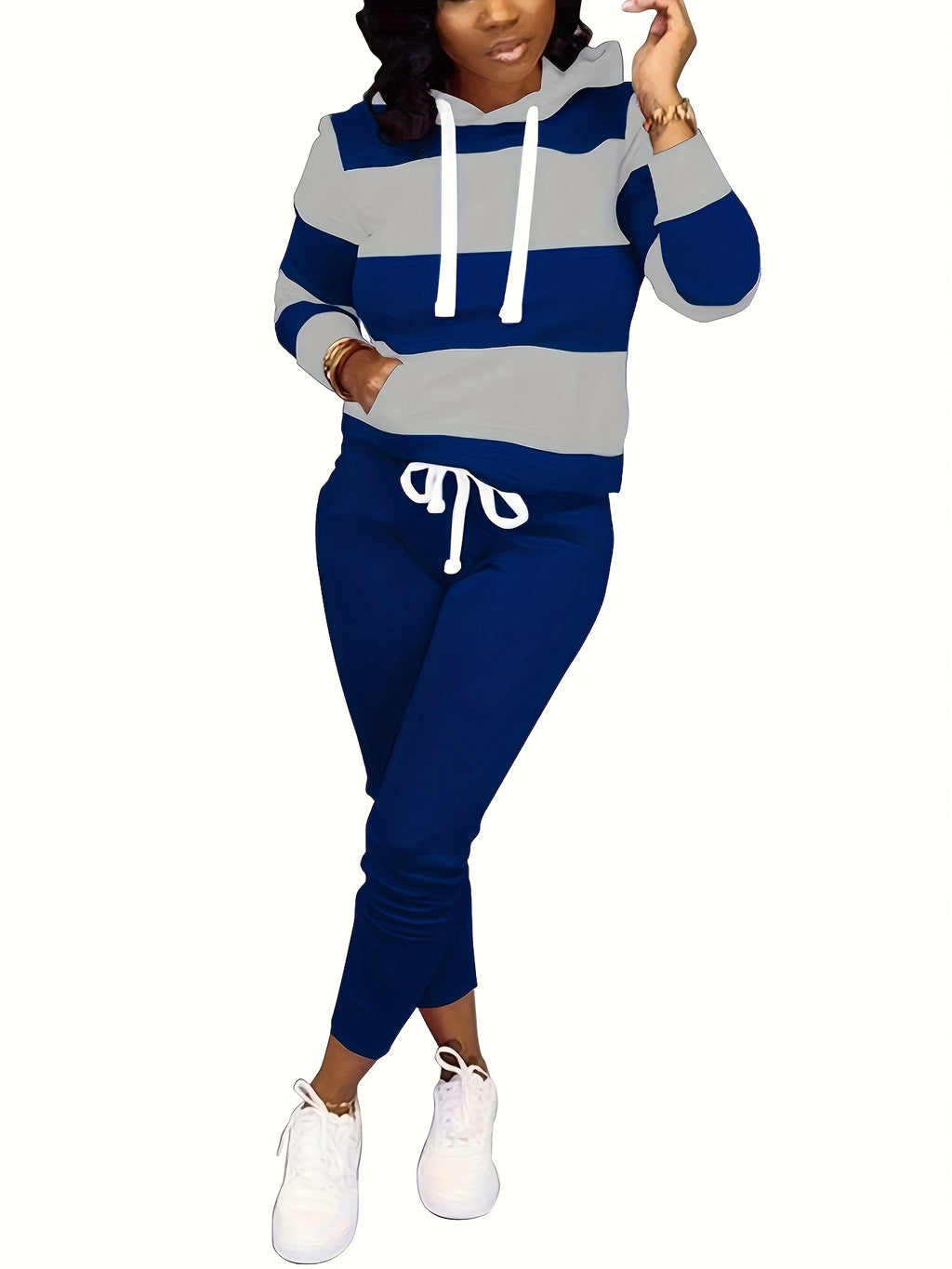 Women's 2-Piece Jogger Set Long Sleeve Sweatshirt and Sweatpants Casual Athletic Loungewear S-XXL