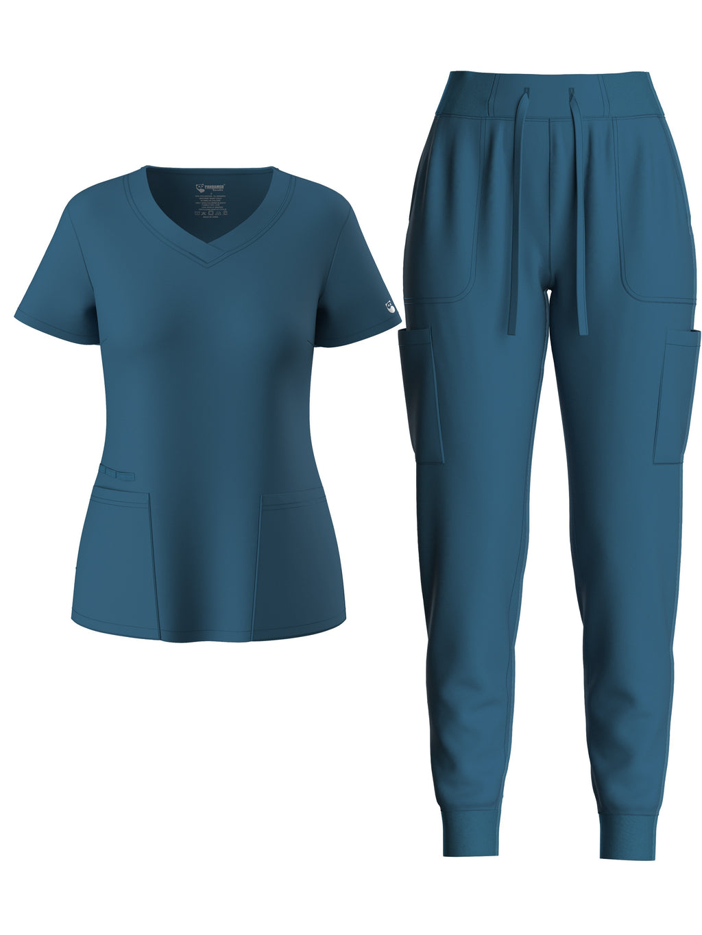 V Neck Scrub Top Drawstring Pants 2pcs Set Women Elegant Short Sleeve Solid Lounge Outfit 8 Colors