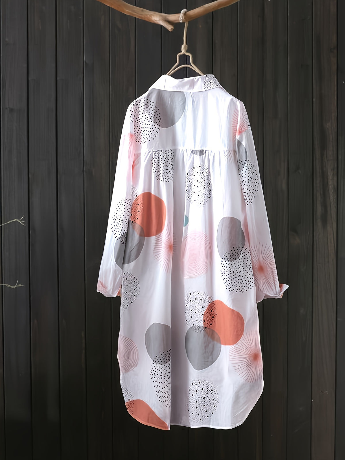 Women's Geometric Print Loose Blouse Long Sleeve Casual Elegant Shirt 100% Polyester Semi-Sheer Woven Top Fall Holiday Weekend Fashion