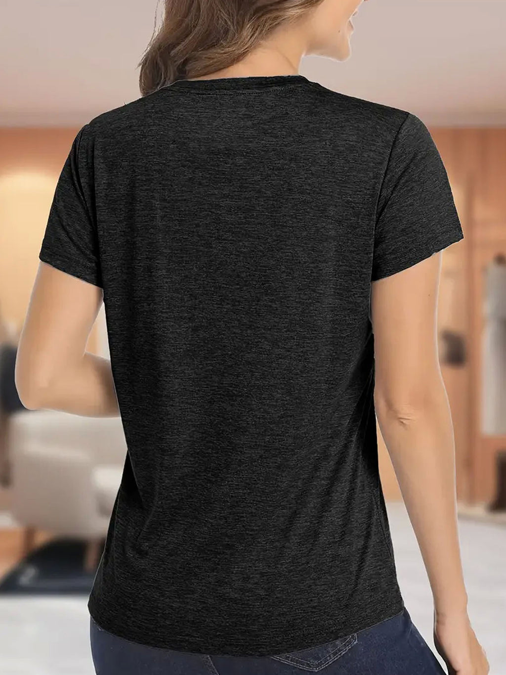Tattooed Double-Sided Print T-Shirt Women Geometric Positioning Print Crew Neck Short Sleeve Soft Skin-Friendly Breathable Casual Tee Daily Wear Gift S-XXL