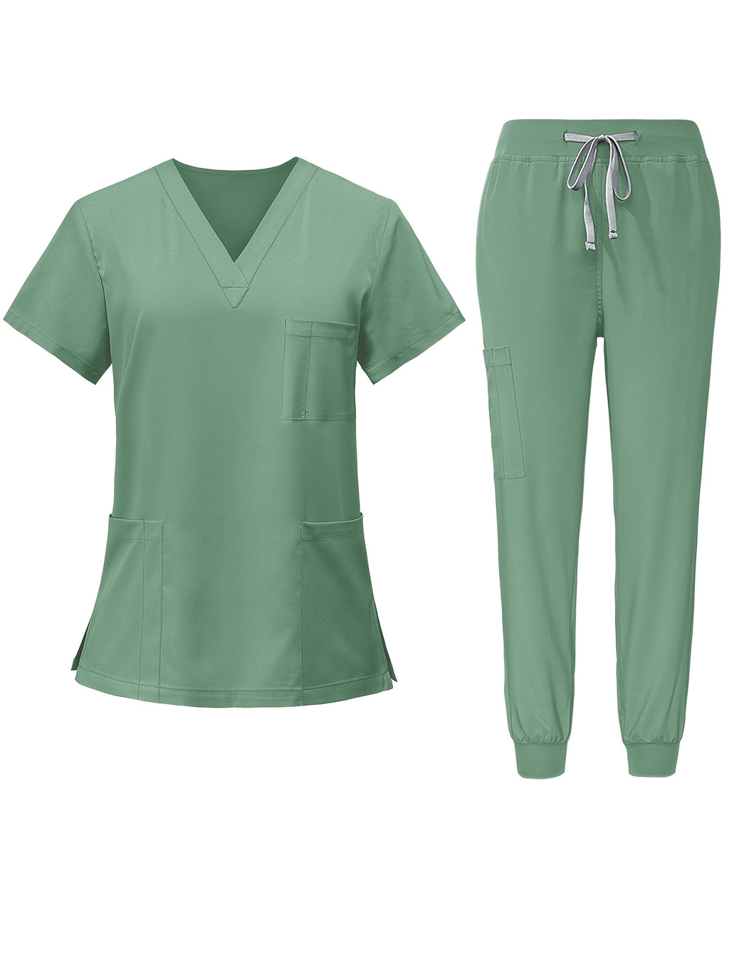 2pcs Scrub Suit Set for Women V-Neck Top & Jogger Pants Nursing Uniforms | Ships from US Warehouse