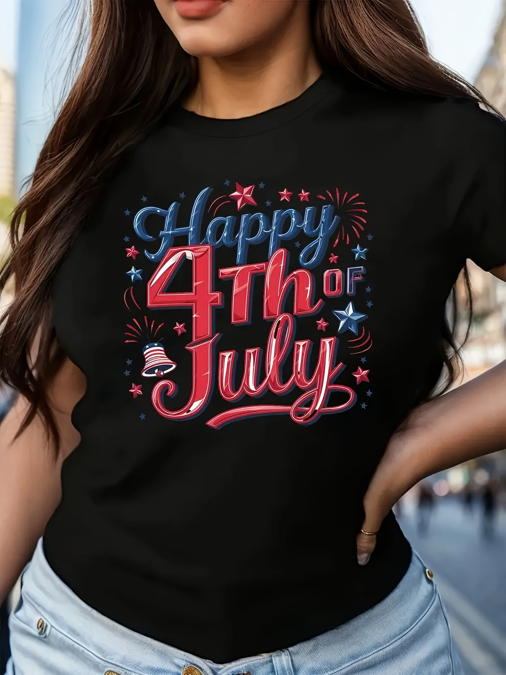 Crew Neck Letter Print Tee Women Chic Casual Short Sleeve Layering T-Shirt Soft Comfortable Everyday Top Neutral Colors