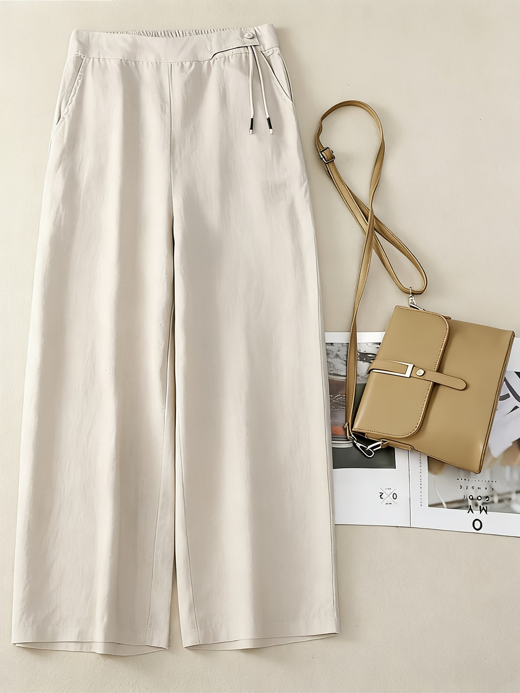 Retro Wide Leg Pants Women High Waist Loose Drape Casual Vintage Style Flowy Trousers Spring Summer Comfortable