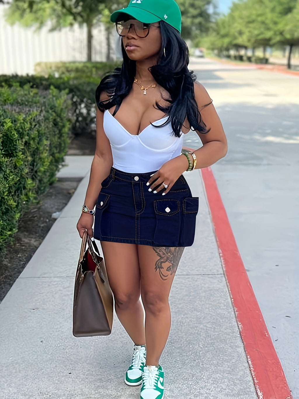 Cute Button Bodycon Low Waist Mini Cargo Denim Skirt Women with Pocket Light Blue Black Dark Blue S-XXL