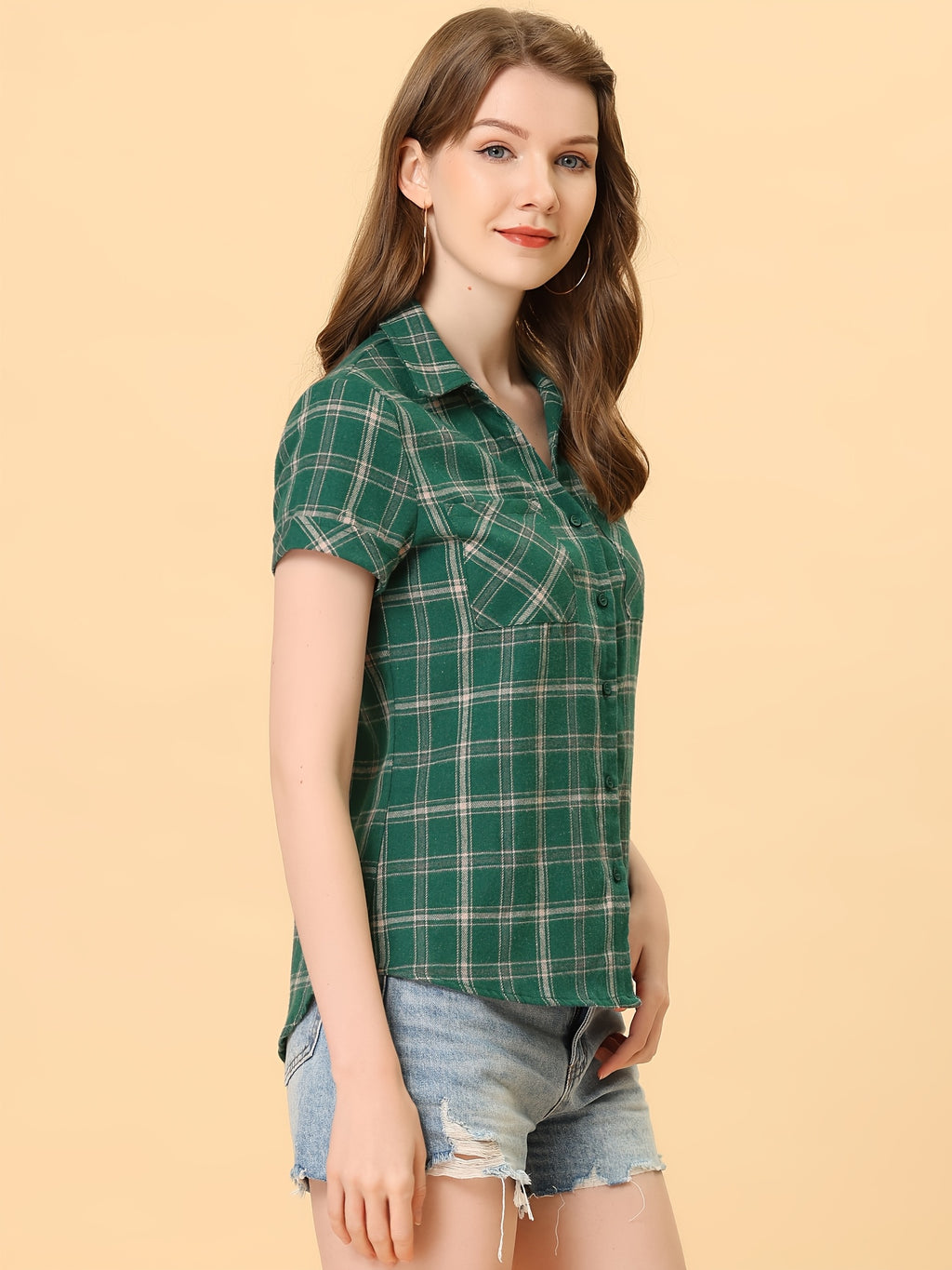 Western Plaid Button Shirt for Women | Classic Flannel Checkered Long Sleeve Top | Casual Country Style Blouse | Machine Washable Women's Plaid Shirt