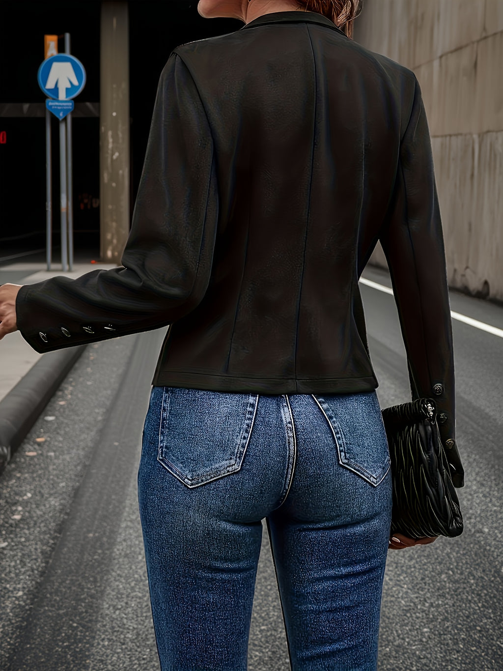 Women's Vintage Double Breasted Jacket Long Sleeve Woven Outwear Elegant Coat Spring Fall S-XXL