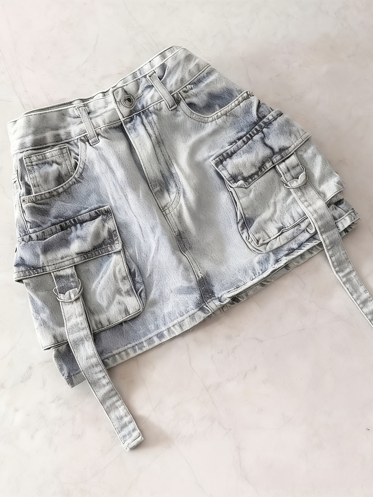 Y2K Black Denim Mini Skirt Women High Waist Goth Harajuku Stretch Multi-Pocket Streetwear Biker Aesthetic Spring Summer Fall