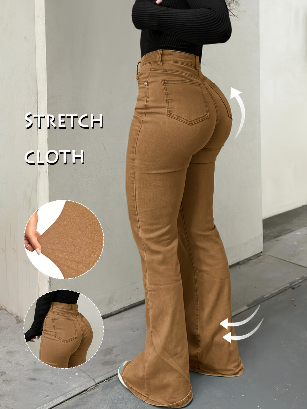Women's Y2K Straight Leg Denim Pants High Elastic Vintage Street Style Solid Color Long Jeans Versatile Trendy Fashion Bottoms