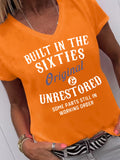 Vintage 60s Built in the Sixties Women T-Shirt Retro Heart Print V-Neck Casual Graphic Tee Soft Stretch Gift Birthday Christmas