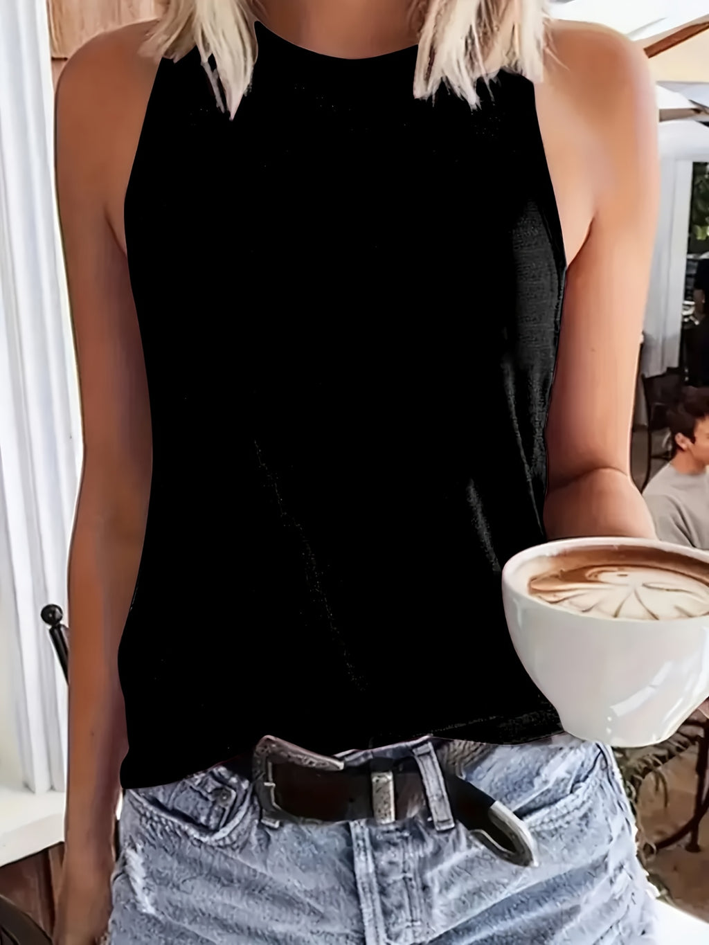 Women's American Flag Sleeveless Tank Top Stars Stripes Print Round Neck Breathable Casual Blouse Spring Summer BBQ Patriotic Outfit