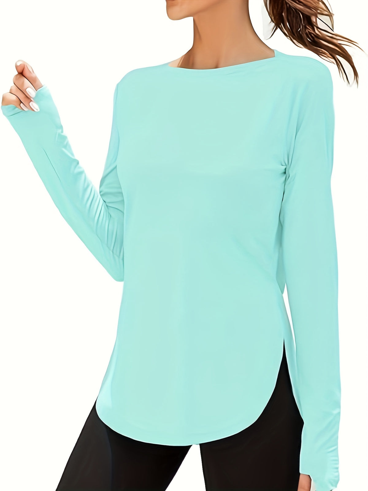 UPF 50+ Long Sleeve Shirt Women Lightweight Sun Protection Workout Athletic Outdoor Running Top Quick Dry S M L XL XXL