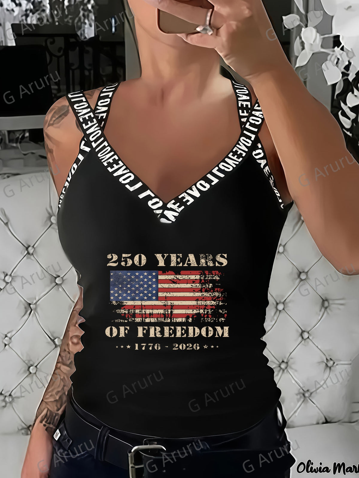 American Flag Print Spaghetti Strap Tank Top Women Sleeveless Breathable Casual Summer Vest Blouse XS-XL