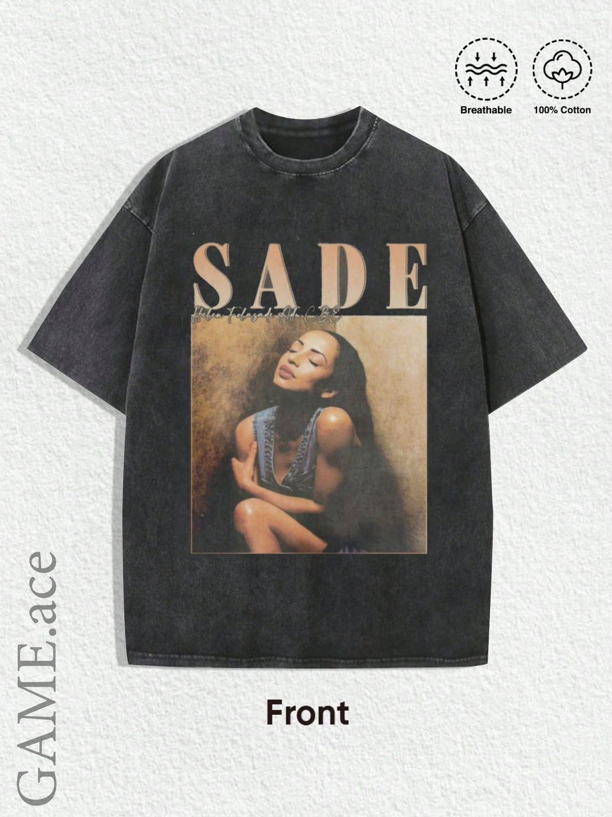 Y2K Retro Music Band Graphic Tee Women Vintage Sade Pattern Black Gold Print Casual Streetwear Bohemian T-Shirt XS-XL